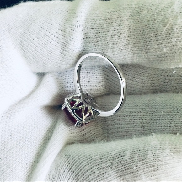 14K White Gold/Over 925 Sterling Silver Gems Ruby - Picture 4 of 16
